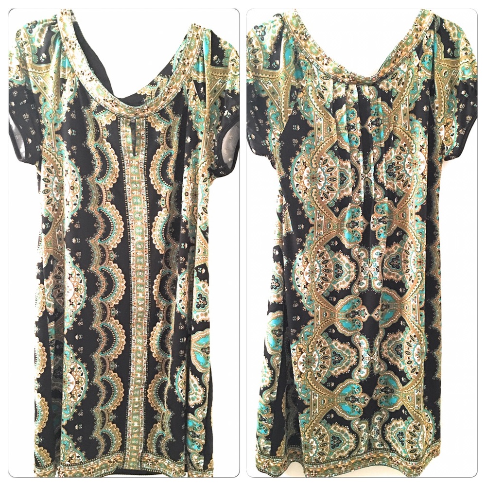 Dress Barn Short Sleeve Dress With Beaded Size 14